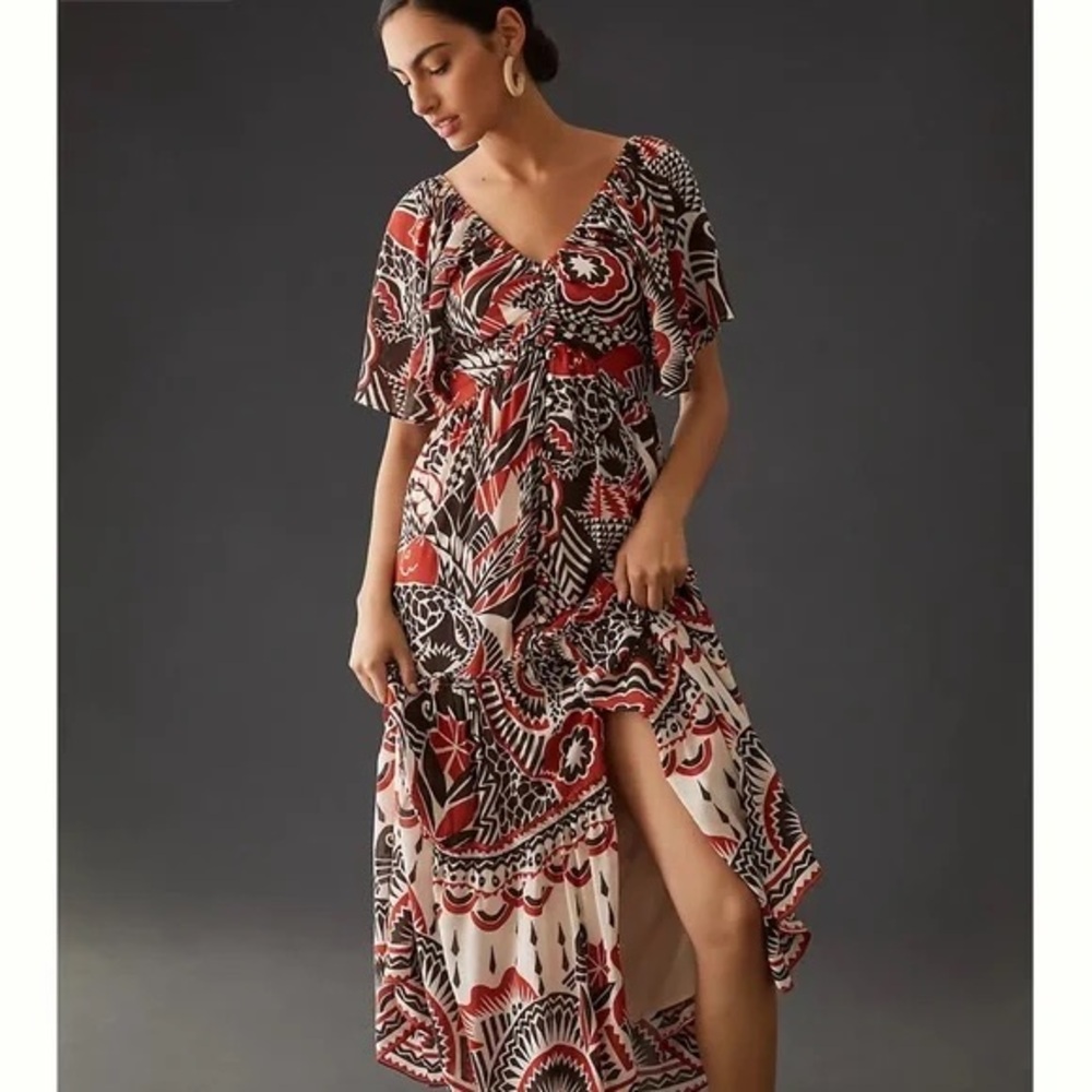 NWOT ANTHROPOLOGIE Tiered Maxi Dress Sz Large